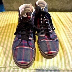 Vans plaid hightop shoes womens size 8